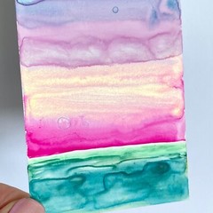 ACEO Original Art Watercolor and Watersoluble Wax Pastel ATC on Yupo Paper