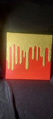 Glow N Dark Glitter Drip Painting Orange Pink Shift With Yellow Glow Glitter