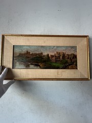 FREDERICK SCARBOROUGH ANTIQUE LANDSCAPE OIL PAINTING OLD KENILWORTH CASTLE UK