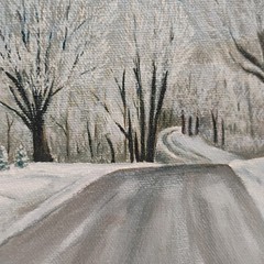 William Tompkins Rural Winter Landscape W/ Red Barn Oil Painting 22X26