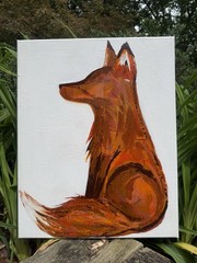 Fox Abstract Colorful Original Acrylic Painting on Stretched Canvas Low Profile