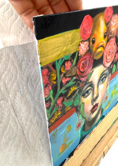 Original Woman Portrait Painting Acrylic Floral Crown Figurative Art OOAK 8×10