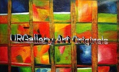 L.Garfield-Abstract Artistic Blocks-Original Oil Painting / Canvas, Hand Signed