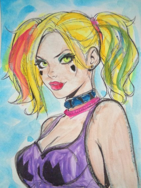 ATC ACEO HARLEY QUINN Abstract Art