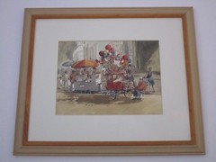 ARTO YUZBASIYAN PAINTING MID CENTURY CITY STREET URBAN BALLOONS REGIONALISM