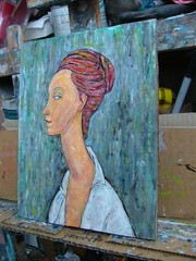 Lunia Czeckovska Copy Modigliani 8×10 painting Panel original art signed Crowell