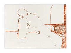 1960s Faye Franklin Painting Charcoal Conte Woman Vintage Mid Century Drawing