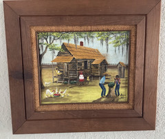 FOLK ART BLACK AMERICANA PAINTING BY Almarie Little ‚8 1 „Melon Time“ Signed