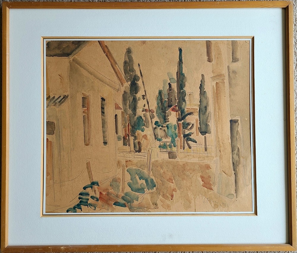 Leon (Arie) Fein: Street in Tel Aviv Center 1940 / Israeli Jewish Polish Modern