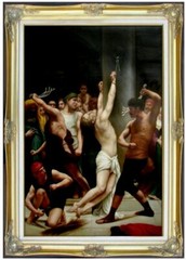 Framed Bouguereau Flagellation of Christ Repro Hand Painted Oil Painting 24x36in