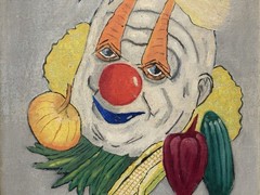 🔥 Vintage Old Outsider NIGHTMARE Vegetable Pogo CLOWN Circus FREAK Oil Painting