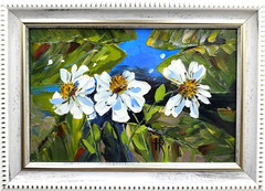 Original Oil Painting 6×4 in Wildflowers Framed Signed Impasto Art Wall Art