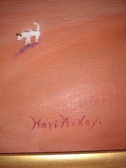 Original Oil On Canvas Desert Mesa Shepherdess, child, dog, flock. By Kari McKay