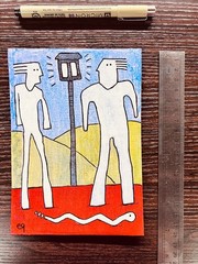 e9Art 5×7 ‚witnesses of the third hour‘ naive outsider art brut folk snake OOAK