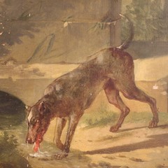Antique painting oil on panel French artwork art neoclassical 19th century