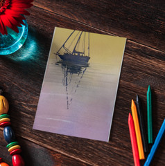SAILING ORIGINAL HAND PAINTED 11×7″ WATERCOLOR PAINTING ON PAPER
