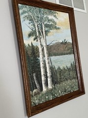Original Oil Painting White Birches by P. A. Whitmore Framed 1967 USA Maine