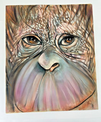 D. Arthur Wilson Orangutan Original Pastel Canvas Early 80s Suede Matte RARE
