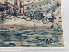 PARRINO ORIGINAL WATERCOLOR PAINTING FISHING BOAT NAUTICAL SEASCAPE SIGNED ART
