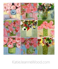 Roses Flower Painting 4×4 Mini Original Floral Art Miz Katie