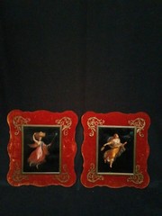 Pair 2 19th C Oil Painting Maiden Allegorical Angel Italian J Ambrosini KPM era