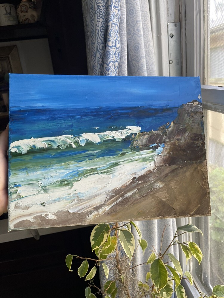 En Plein Air Malibu El Matador Beach Oil On Canvas Painting Abstract 9×12 inches