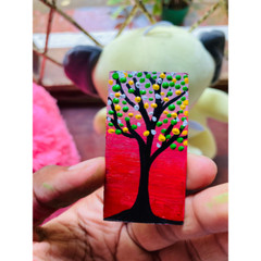 ACEO Mini Art Card Sri lanka BLACK & COLORFUL DOT TREE