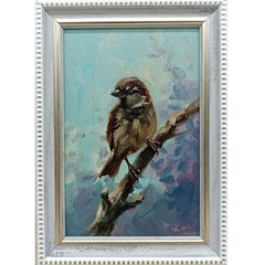 Bird Original Oil Painting 6×4 Framed Signed Wren Animal Miniature Nature Art