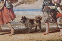 French 19th Century Fisher Women’s LARGE Watercolor by Auguste Delacroix 1860