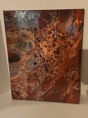 Original Abstract Acrylic Pour Painting Canvas Fluid Art Lava Volcano Brown Gold