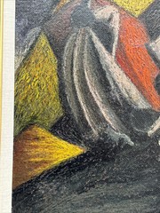 MID CENTURY PAINTING SURREALIST LANDSCAPE MODERNISM MEXICAN VOLCANO MEXICO LOCO