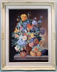 Dora Milne Still Life Framed Oil Painting Circa 1950s