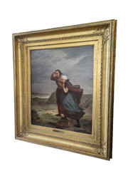 School of Jozef Israels Original Dutch 19th Century Oil Painting 22″ x 18″ RARE!