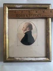 Pair Antique 19C Miniature Watercolor Lady & Gentleman Portraits Gilt Frames