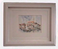 Artist Signed Watercolor Of Rovinj Croatia Original Art, Nicely Framed, 5″x4″