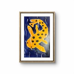 Spotted Koi Blowing Rainbow Bubbles Blue Pond Acrylic Painting 12×16