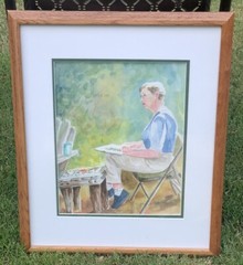 VTG Lady Artist N Garden Signed Shirley Corbett Watercolor 17 5/8”W 21 5/8”T