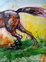 Horse Graphics Original Art Impression Paper Watercolor 9.4 x 14.1 in