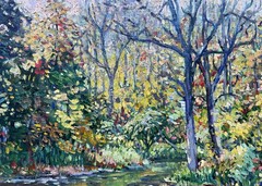 1930’s Impressionist Summer Pool Clarence W. Snyder 1873-1948, listed PA artist