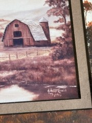 Vintage 9”x11” Johnye Cruse Oil Landscape Painting 1996 Barn Homestead Wall Art