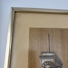 Vintage Hydra Greece Monogram Signed Framed Art on Burlap 15×12”
