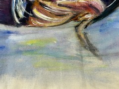 Wood & Mandarin Duck Hand Painted on Canvas Fabric Handmade Acrylic Artwork