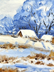 Original Oil Painting 6×4 in Framed Signed Winter Landscape Impasto Art