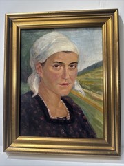 Antique Painting Pretty Woman Women Female Model Mystery Farm Landscape 1920’s