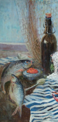 Stilllife Irish angler Original oil painting 3D ART impasto Irish Celtic Symbol