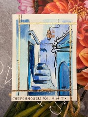 Chefchaouen No. 4 of 7 — Original Hand-Painted Gold Leaf Art Card | 1st Edition