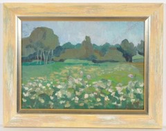 Anatoli Dovzhenko (1932-1991) „Lawn in bloom“, oil painting, 1960s