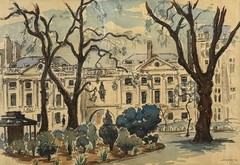 Sydney Arrobus Watercolour c1950s View of Cavendish Square Central London