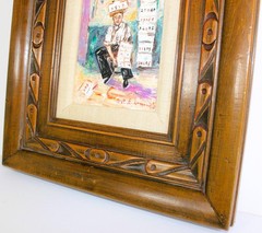 VINTAGE SMALL OIL PAINTING CANVAS SIGNED C ECHEMENDIA DATED 1975 CUBAN BILLETERO