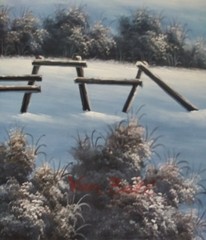 Original Van Bell Signed Oil Painting Winter Landscape with Size L48 H36 & W 2in